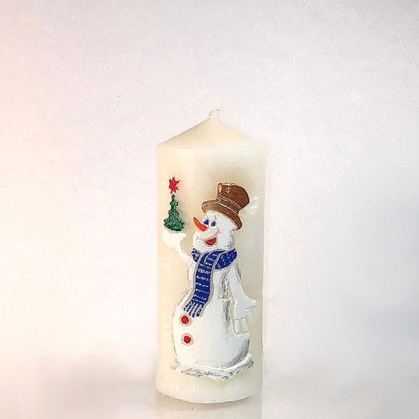 свеча новогодняя снеговик